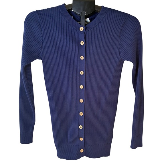 LuLaRoe Sweaters - LuLaRoe Navy Blue Ribbed Button Front Cardigan Sweater Women's M